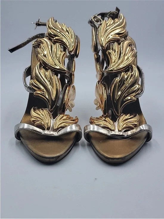 GUISEPPE ZANOTTI Intrigo Flame sandals heels shoes Gold 37,5 EU - Picture 7 of 10